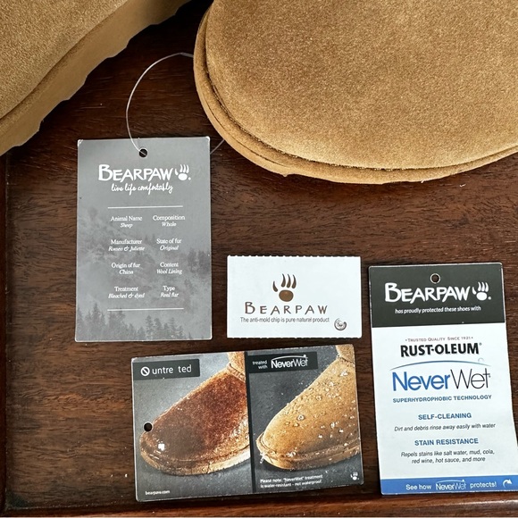 New BearPaw Never-Wet Tonya Suede/Sheepswool Fringed Wedged Boots - Picture 6 of 10